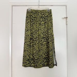 Leopard Print Green Skirt